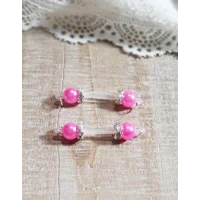 Lots of Colors to choose from- Pair of Fake Nipple Rings - Pearl Beads w/ Clear Rhinestone Rondelles