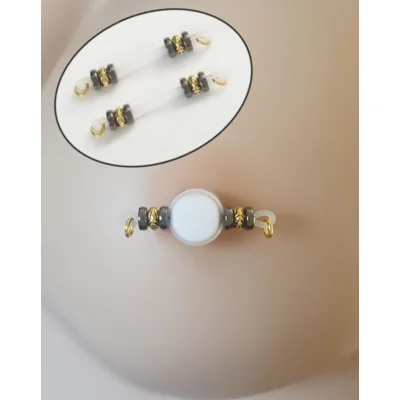 Gold and Gunmetal 6mm beads - Non Piercing Nipple Rings - Fake Piercing  b-076