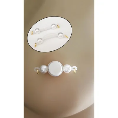 Imitation Pearl Barbells- gold jump rings- Non Piercing ni..