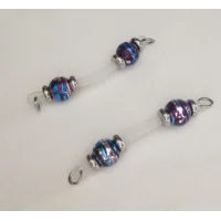 Blue and Purple Foil Beads Fake Barbells NON PIERCING nipple Rings b-070