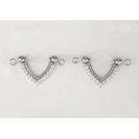 Rhinestone Nipple Stirrup Fake Barbell  - Non Piercing Nipple Jewelry - Fake Nipple Ring - Adjustabl