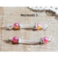 Mermaid 6mm (small)  Pearl Beads - PAIR Fake Barbell  - NON PIERCING nipple jewelry b-046