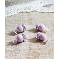 Iridescent Pearl Beads 8mm - PAIR Fake Barbell  - NON PIERCING nipple jewelry b-014