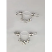 AB Rhinestone Flower Nipple Stirrup - Non piercing nipple rings - Fake nipple piercing - b-021
