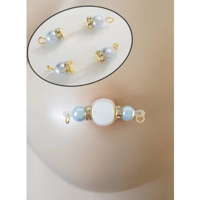 PERIWINKLE and GOLD Fake Barbell-Non Piercing Nipple Rings 8mm beads and AB Rondelles b-097