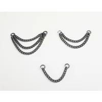 Matte Black Glass Beads with Gunmetal Chain Barbell Style Nipple Rings - Non Piercing - Adjustable -
