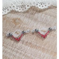Choose your favorite...  AB, Pink or Red - PAIR Fake Barbell - Non Piercing Nipple Jewelry - Fake Ni