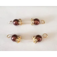 Coco Brown and GOLD Fake Barbell-Non PIERCING Nipple Rings 8mm beads 18k gold plated rondelles  b-09