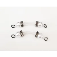 Imitation Pearls with Gunmetal Rondelles - PAIR Fake Barbell  - NON PIERCING nipple jewelry- b-003