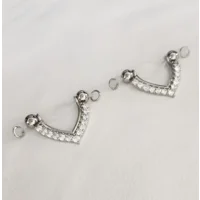 Rhinestone Nipple Stirrup Fake Barbell  - Non Piercing Nipple Jewelry - Fake Nipple Ring - Adjustabl