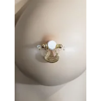 Golden Horseshoe PAIR Fake Barbell-NON PIERCING nipple jewelry - b-032