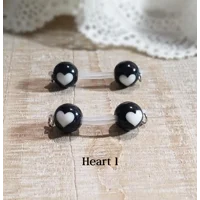 Large Heart Fake Barbell - Black, Pink or Purple - Non Piercing Nipple Jewelry - Nipple Ring - Adjus