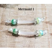 Mermaid 6mm (small)  Pearl Beads - PAIR Fake Barbell  - NON PIERCING nipple jewelry b-046