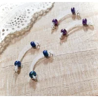METALLIC BLUE or PURPLE Iridescent - Pair Fake Barbell  - non piercing nipple jewelry - b-010