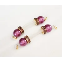 PURPLE and GOLD Fake Barbell-Non PIERCING Nipple Rings 8mm beads 18k gold plated rondelles  b-097