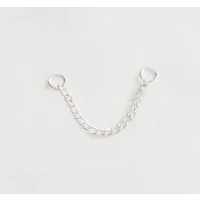 Matte Black Glass Beads with Silver Chain Barbell Style Nipple Rings - Non Piercing - Adjustable - C