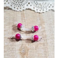 Lots of Colors to choose from- Pair of Fake Nipple Rings - Pearl Beads with AB(colorful) Rondelles o