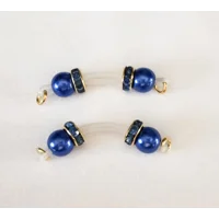 ROYAL BLUE and GOLD Fake Barbell-Non Piercing Nipple Rings 8mm beads 18k gold plated rondelles  b-09