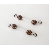 Pair of Copper Scroll Metal Barbell Style Fake Piercing -NON PIERCING nipple jewelry B-018