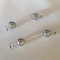 Large (8mm) Stainless Steel Fake Barbell Style Nipple Rings- Non Piercing Nipple Jewelry - b-091