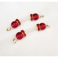 RED and GOLD Fake Barbell-Non PIERCING Nipple Rings 8mm beads 18k gold plated rondelles  b-097