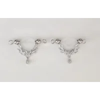 Marquee Rhinestone Nipple Stirrup Fake Barbell  - Non Piercing Nipple Jewelry - Fake Nipple Ring - A