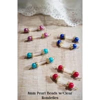 Jewel Tone Pearl Beads with Gold AB or Clear Rondelles Fake Barbell Nipple Rings - non piercing nipp
