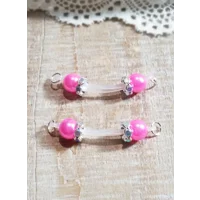 Lots of Colors to choose from- Pair of Fake Nipple Rings - Pearl Beads with AB(colorful) Rondelles o