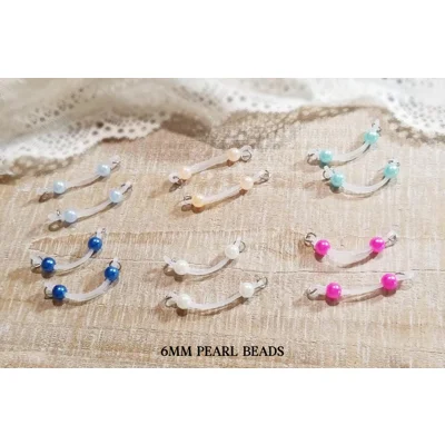 Small Fake Barbells - Non Piercing Nipple Jewelry - 6 mm p..
