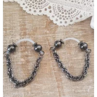 Gunmetal 8mm beads Fake Barbell - non piercing nipple jewelry - b-100