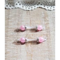 Lots of Colors to choose from- Pair of Fake Nipple Rings - Pearl Beads w/ Clear Rhinestone Rondelles