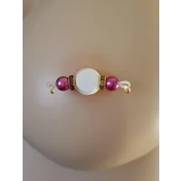 PURPLE and GOLD Fake Barbell-Non PIERCING Nipple Rings 8mm beads 18k gold plated rondelles  b-097