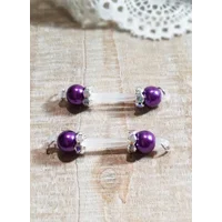 Lots of Colors to choose from- Pair of Fake Nipple Rings - Pearl Beads with AB(colorful) Rondelles o