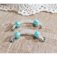 Small Fake Barbells - Non Piercing Nipple Jewelry - 6 mm pearl beads - b-052