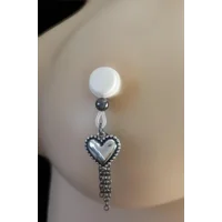 Metal  Heart Nipple Noose - Non Piercing Nipple Jewelry - Adjustable.