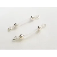 Pair of  Bright Silver 6mm bead Fake Barbells - Non Piercing Nipple Jewelry - b-091
