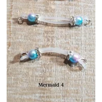 Mermaid 6mm (small)  Pearl Beads - PAIR Fake Barbell  - NON PIERCING nipple jewelry b-046