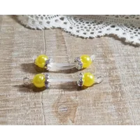 Lots of Colors to choose from- Pair of Fake Nipple Rings - Pearl Beads with AB(colorful) Rondelles o
