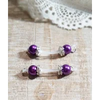 Lots of Colors to choose from- Pair of Fake Nipple Rings - Pearl Beads w/ Clear Rhinestone Rondelles
