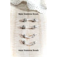 Stainless Steel Beads - Choose Large or Small Beads- Chains Available - Fake Barbell - non piercing