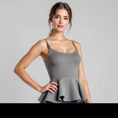 Grey Peplum Cami Top