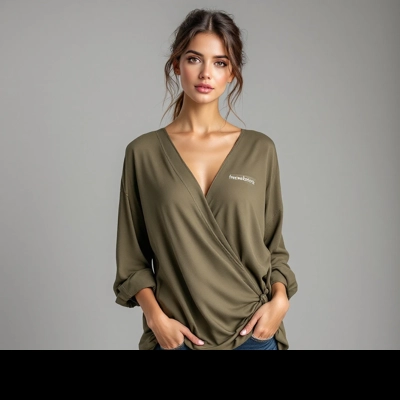 Khaki Wrap Tunic Top