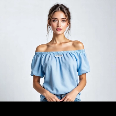 Light Blue Bardot Top