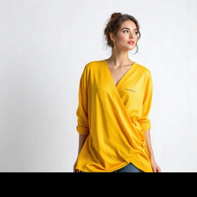 Yellow Wrap Tunic Top