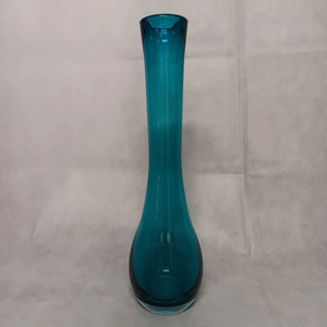 MCM Art Glass Bud Vase Blue 17
