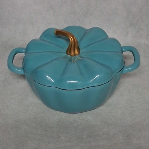 Pioneer Woman Teal Blue Pumpkin Enameled Dutch Oven 3.5 Qu..