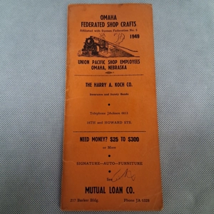 1949 Union Pacific Railroad Seniority Roster Omaha NE Shop..