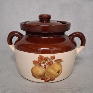 McCoy Pottery Bean Pot With Lid 1.5 Quart 2 Tone Brown App..