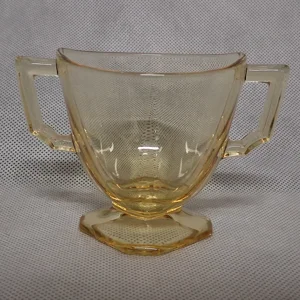 Fostoria Mayfair Topaz Open Sugar Bowl 2 Handles Yellow Depression Glass 1930-38