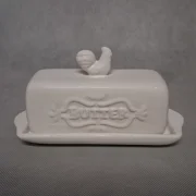 Home Essentials Butter Dish With Lid Hen Chicken Handle White Ceramic
